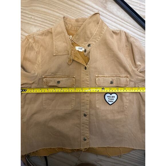 Madewell Brown Long Sleeve Cropped Button Down Blouse - Picture 6 of 9